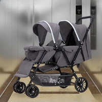 Poussette jumelle pliable ultra légère en alliage d'aluminium pour enfants, landau pour bébé 2