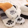 20Pairs Cute Cat's Paw Floor Socks for Fall and Winter Thickened Half-fleece Moon Socks for Women Coral Velvet Mid-calf Socks 6