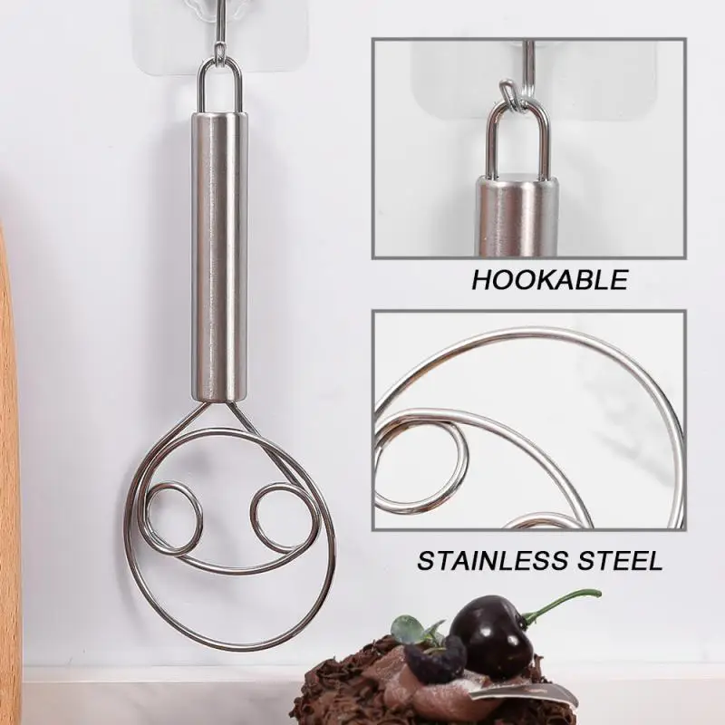 Danish Dough Bread Whisk Stainless Steel Handle Kitchen Baking Tools Pastry Manual Mixer Egg Beater Self Turning Cream Utensils