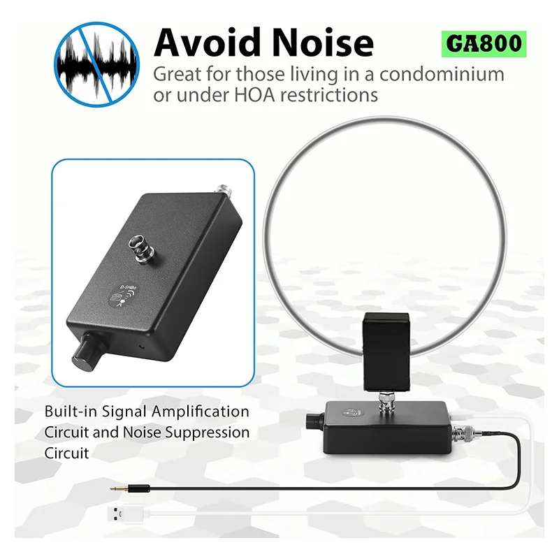 AURSINC GA800 Loop Antenna, Active Shortwave Radio Antenna with BNC Cable 10KHz-159MHz HF Antenna Portable