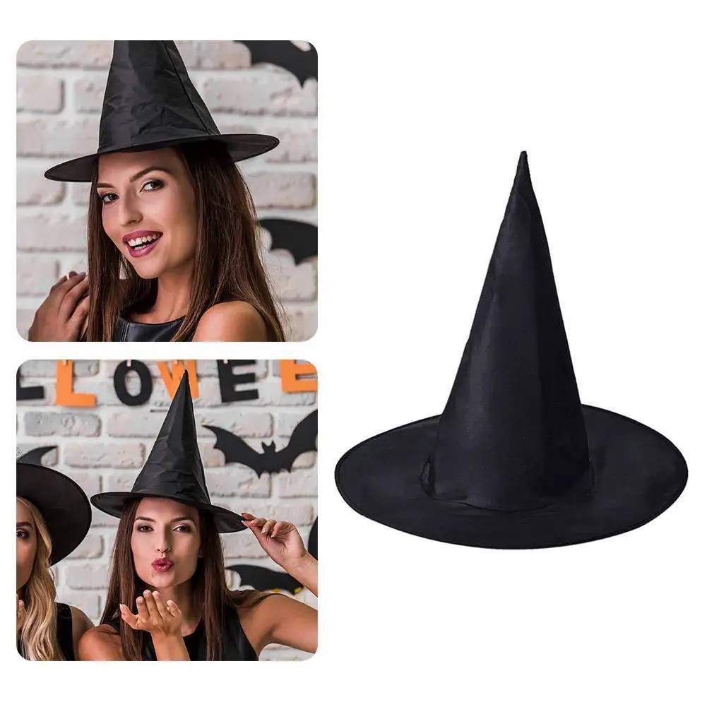 

1pcs Halloween Witch Hat Unisex Black Adult Kids Masquerade Wizard Costume Top Pointed Caps Cosplay Props Halloween Decoration