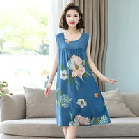 Summer Middle-Aged and Elderly Cotton Silk Nightgowns Pajamas Women's Dresses Large Size Mother's Casual Nightgowns Homewear - Image 4