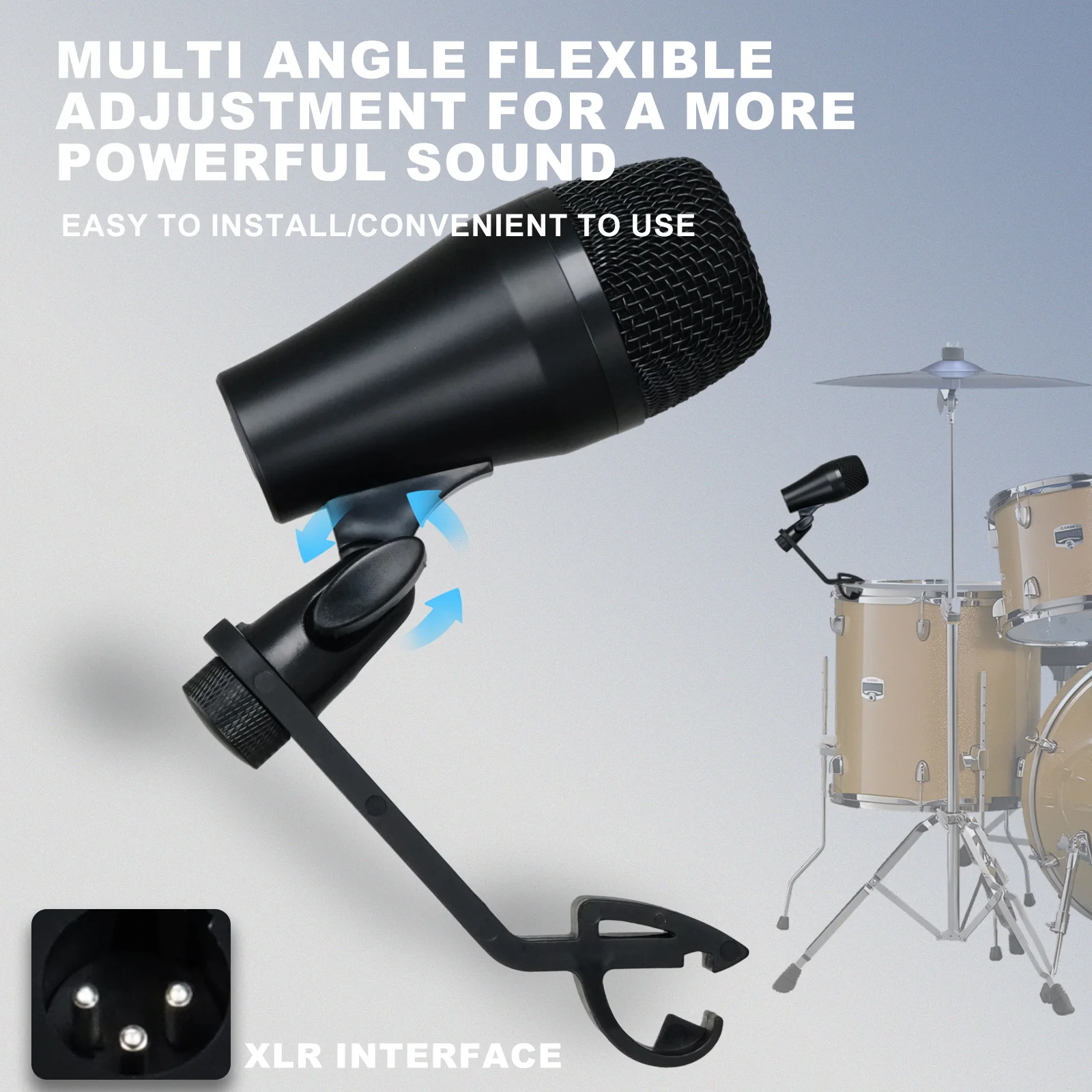 DRUMKIT 유선 다이나믹 드럼 마이크 키트, 킥 베이스, 톰, 스네어, 심벌즈 마이크 세트, 드루의 전체 성능, 7 피스 드럼