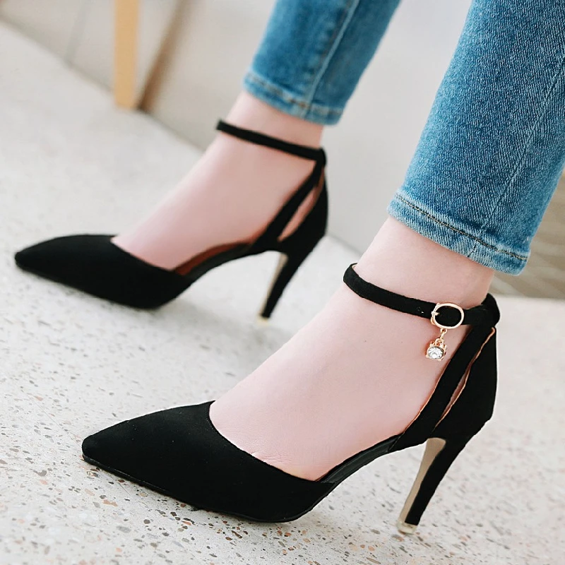 Scarpe Con Tacco A Spillo E Cinturino Alla Caviglia, Punta A Punta, Donna, Per Serate E Matrimoni, Tacco 8cm
