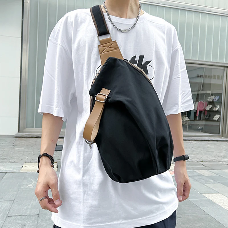 

Male's Vintage Chest Bag Fashion Solid Color Single Shoulder Bags Waterproof Oxford Crossbody Bags New Multifunction Bag XA143C