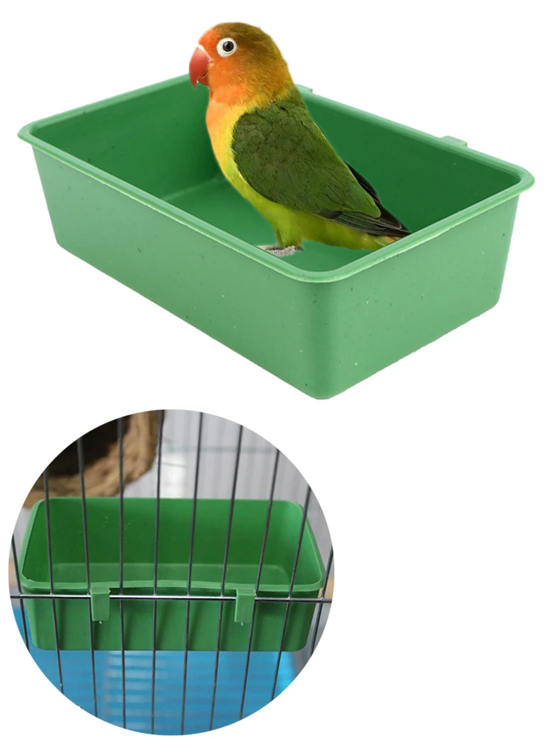 Multifunction Creative Green Food Tray Parrot Bathtub Animal Cage Standing  Wash Shower Box Bird Toys Pet Bird Cleaning Products - AliExpress