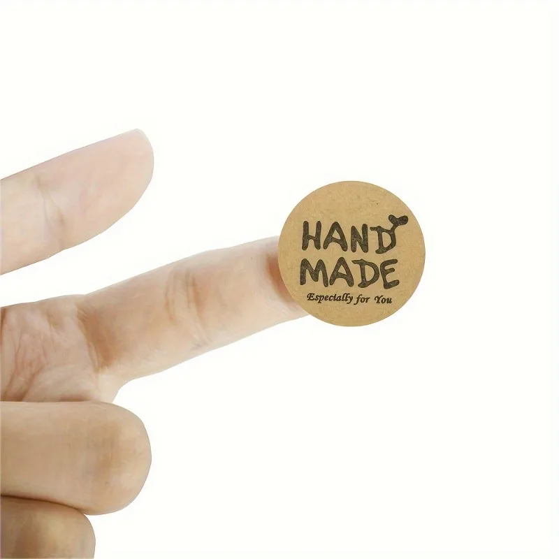 500 Pcs/ Roll Vintage Kraft Paper Handmade with Love Stickers - Unique Scrapbook Gift Stationery Labels - Thank You Sticker Pack