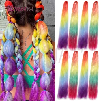 Synthetic Ombre Braiding Hair 30Inch 1Pack Pre Stretched Jumbo Colorful Braided Extensions for Women