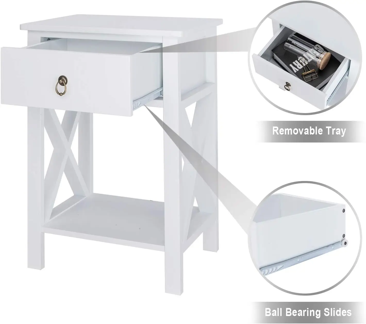 White Nightstand, Small Nightstand with drawer & shelf, Farmhouse Night Stand Bedroom, End Table/Bedside Table/White Side