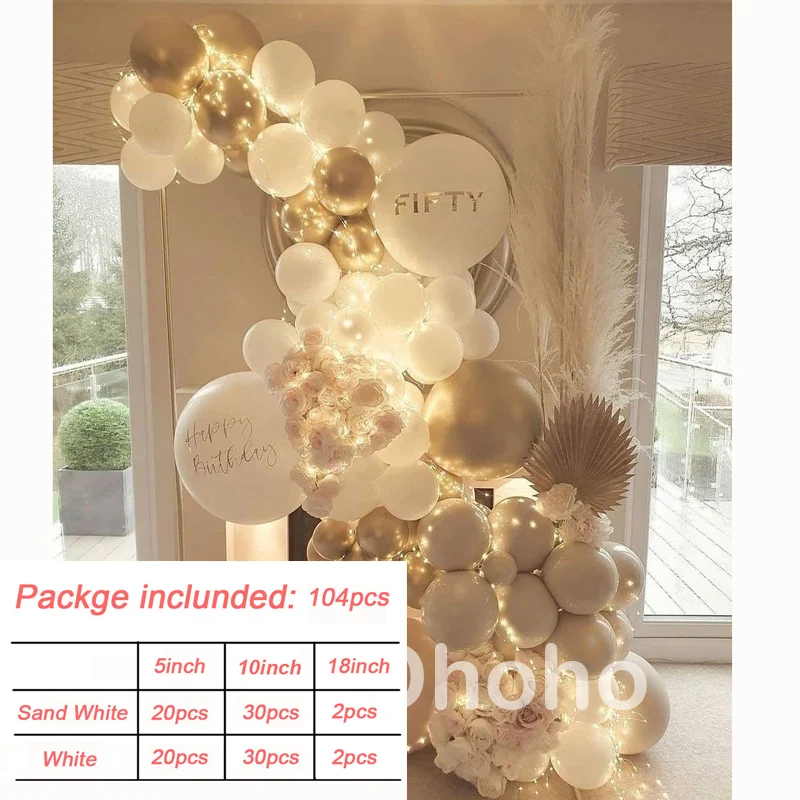 104pcs Beige White