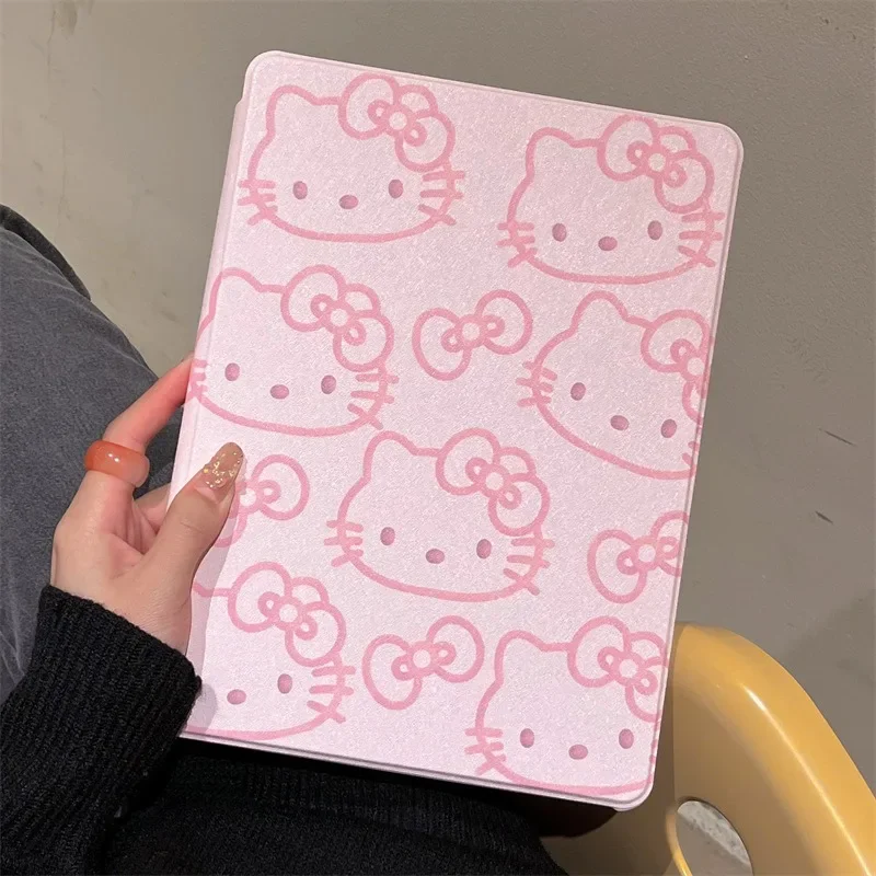 

Sanrio Kawaii HelloKitty, Ipad 10 дюймов, мультяшный Магнитный всасывающий вращающийся слот для ручки, противоударный подарок для девушки на день рождения, милый