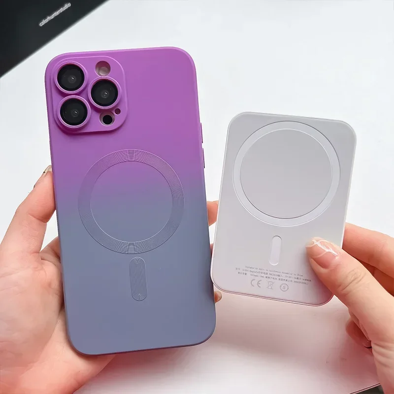 Gradient Color Silicone Shockproof Phone Case with Lens Film