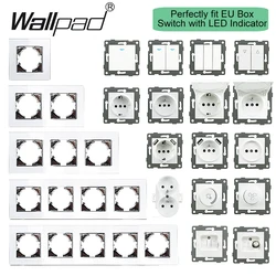 DIY EU Switch with LED Neon 1 2 3 Gang Light Interruptor 16A French EU Socket with USB Charger Fan Dim Data Satellite Outlet Box