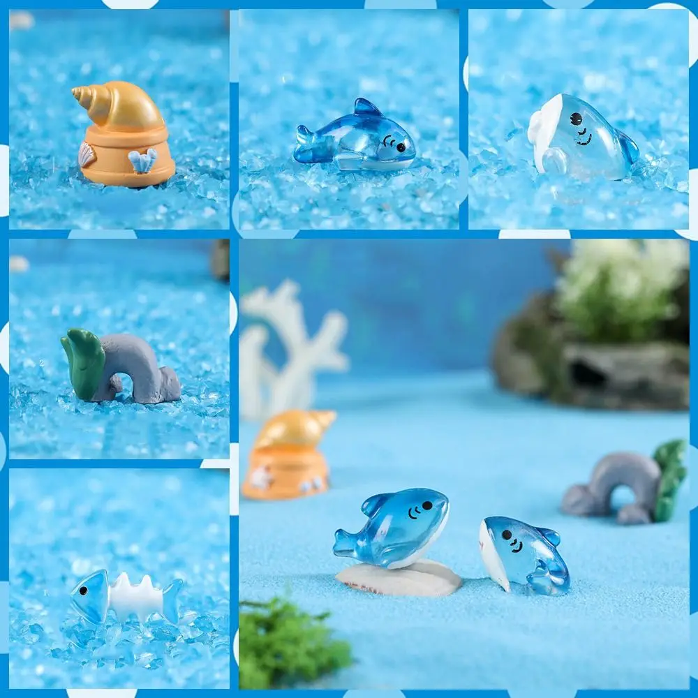 

Hand-painted Shark Figurines Cute DIY Micro Landscape Miniature Figurines Resin Undersea Resin Ornament Home Decor