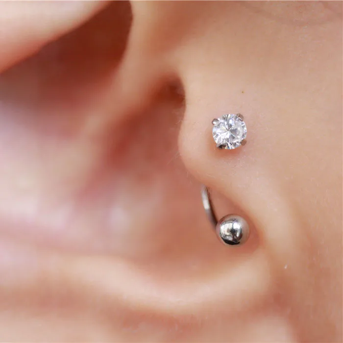 Ear Piercing Jewelry 1Pcs New Trendy Multiple Styles Snake Round Ball Crystal Moon Tragus Ear Piercing Stainless Steel Earrings Helix Cartilage Studs