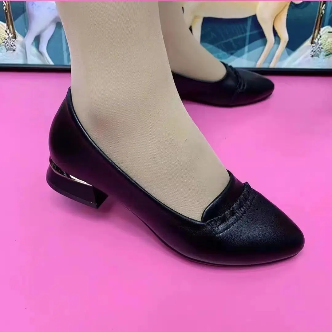 

Wedges Shoes for Women Spring Pumps PU Leather Pointed Solid Color Slip on Walk Casual Shoes Soft Comfort Heels chaussure femme