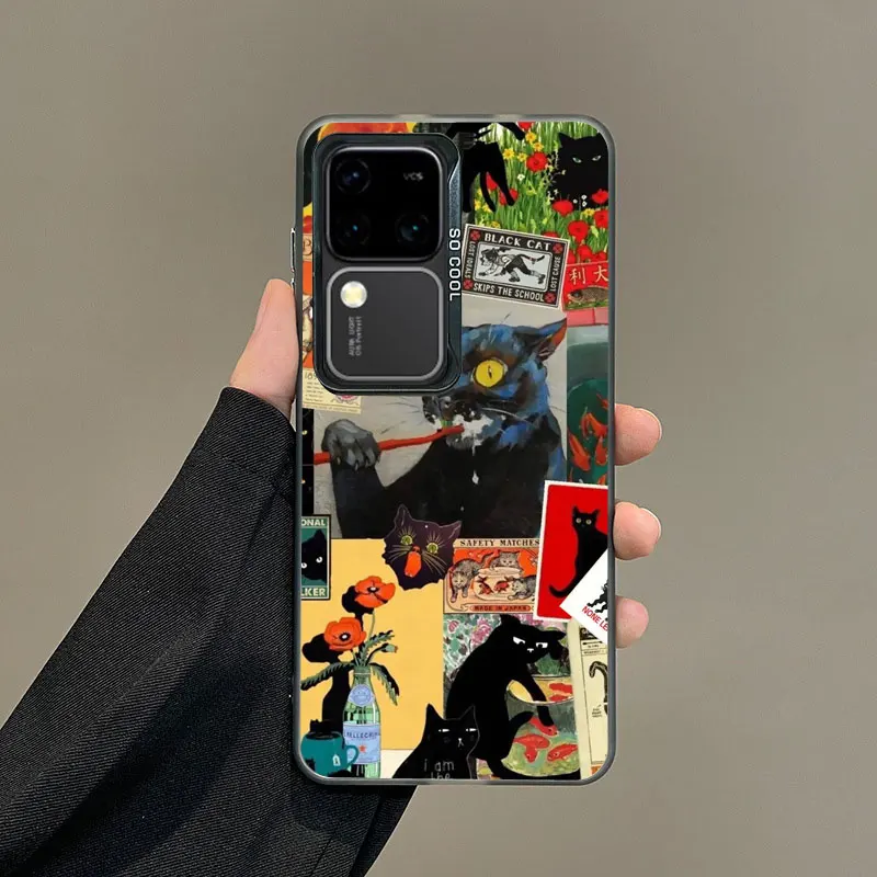 Künstlerische Bildnähte Black Cat Laser Handyhülle für Samsung S24 S23 Ultra Plus FE S25 S22 Ultra Plus S21 FE stoßfeste Abdeckung – Detail 2