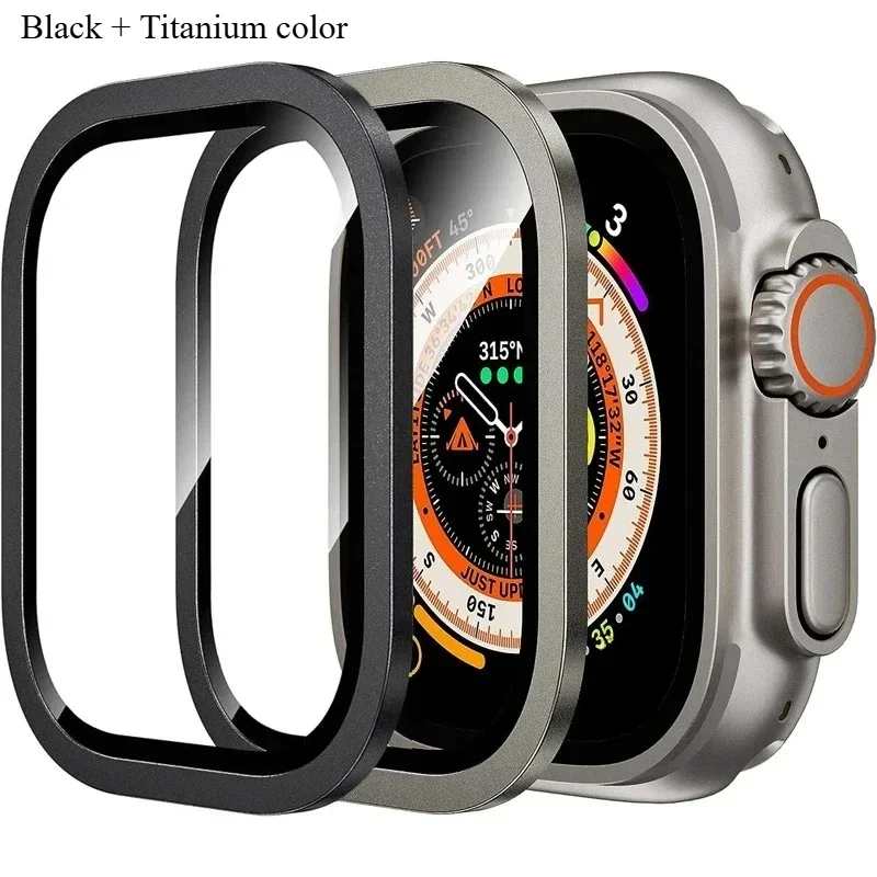 Premium Tempered Glass Screen Protector with Metal Bumper for Apple Watch Ultra 49mm - 2 Pack, Anti-Scratch, HD Clarity