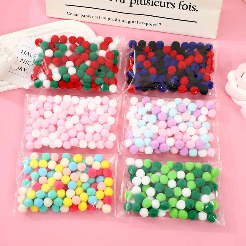 100 개/몫 마카롱 폼폼 푹신한 공 10mm Coloful 플러시 볼 수제 공예 헤어..