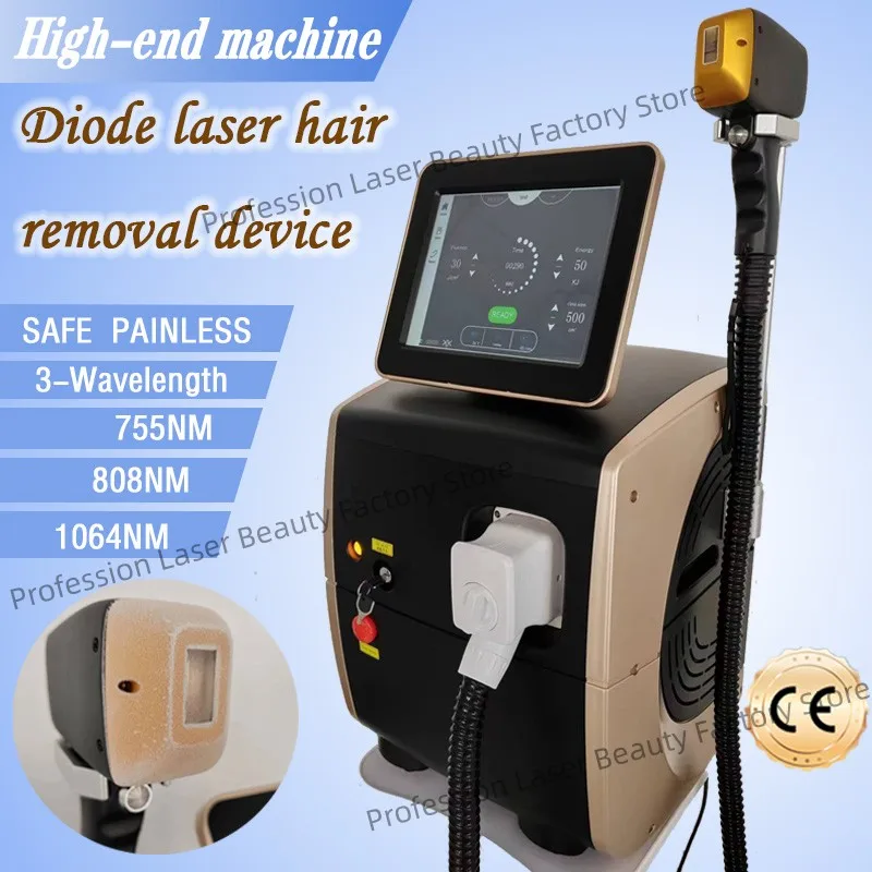 Portable 808 3wave Diode Laser Permanent Hair Remove Fast Depilation Painfree Follicle Penetration Skin Rejuvenation Device