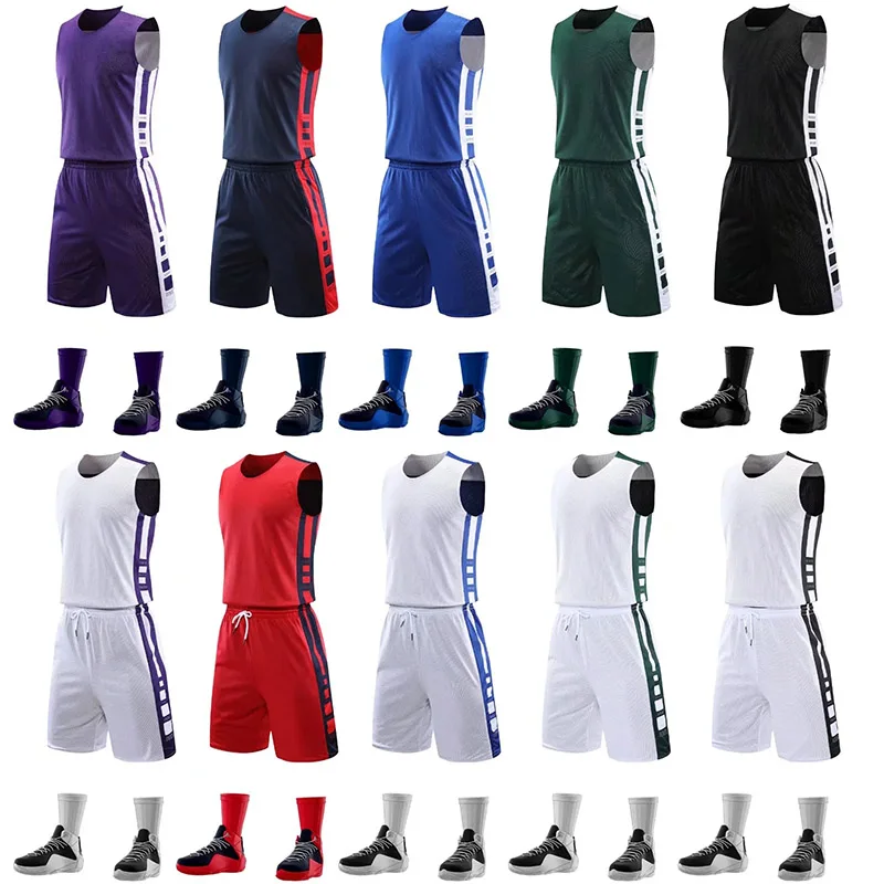 Men/ Women Double-Side Basketball Jerseys Suit College Mens Reversible Basketball Uniforms Sport clothing
