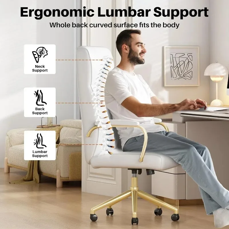 High Back Office Chair for Women, Modern Leather Executive Desk