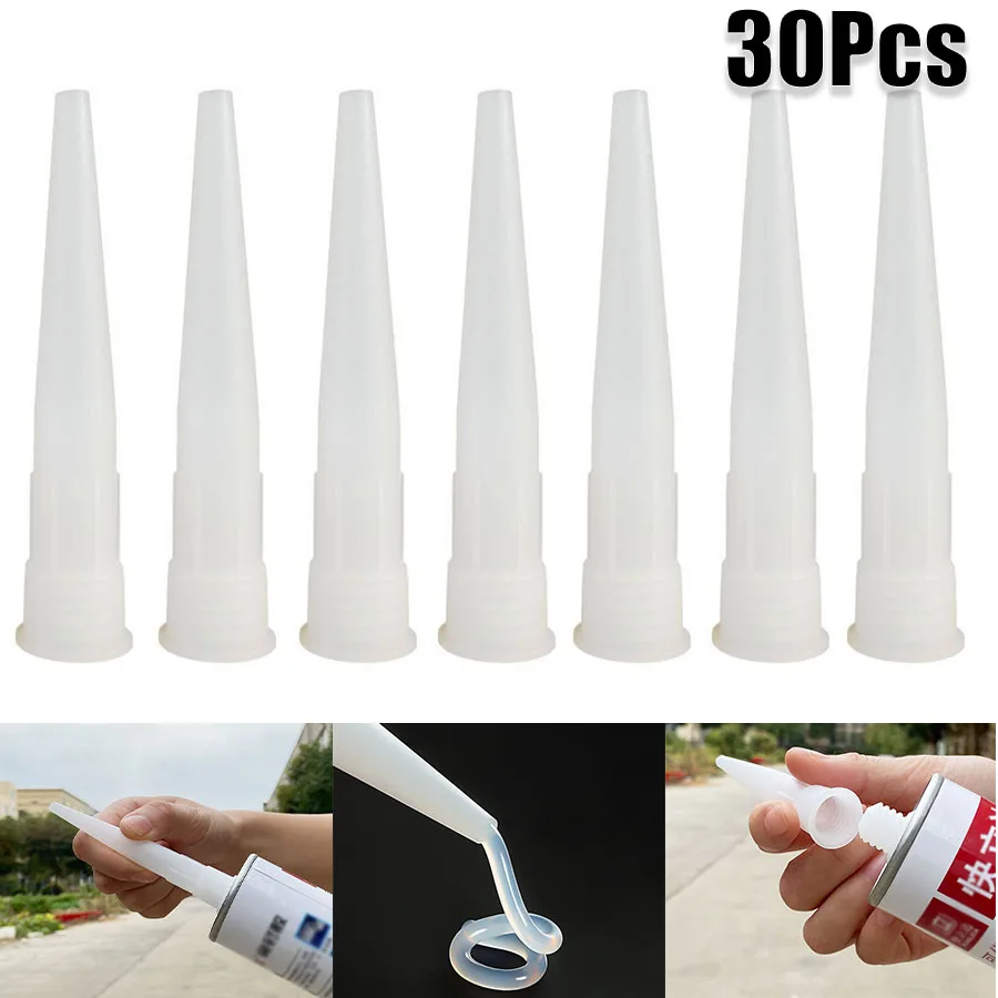 30pcs Glass Nozzles caulking gun nozzles caulking nozzle Plastic Glass Glue Caulking Gun Nozzles Sealant Silicone Caulking Tips Mouth Caps Home Construction Tools