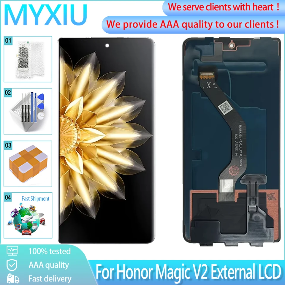 Écran LCD + Vitre Tactile Externe Pour Honor Magic V2 – Noir, D’origine (occasion)