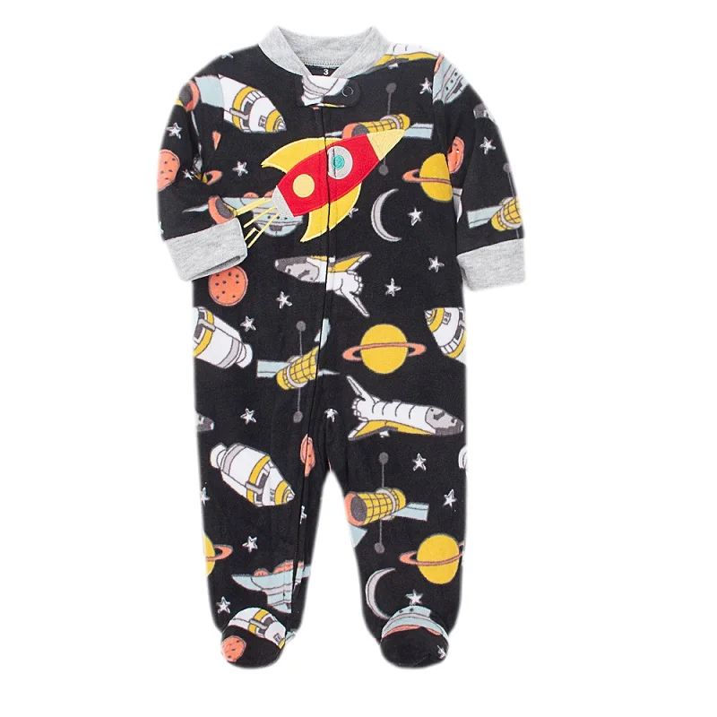 Newborn baby romper 0-12Months 2022 Spring Fall warm micro-fleece Infant Unicorn printed baby boy girl clothing jumpsuit footed vintage Baby Bodysuits