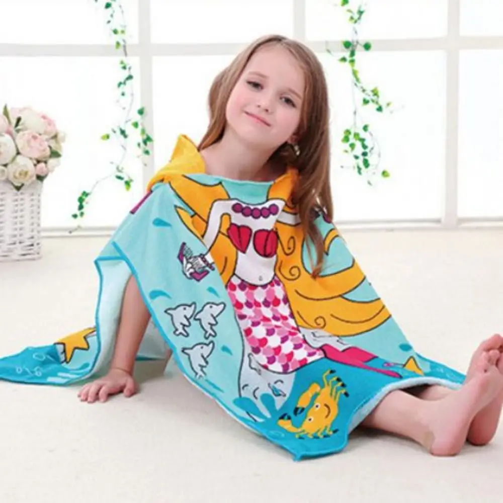 Kids Toddlers Hooded Poncho Towel Beach Swimming Changing Robe for Boys Girls Baby Bathrobe Bath Towel