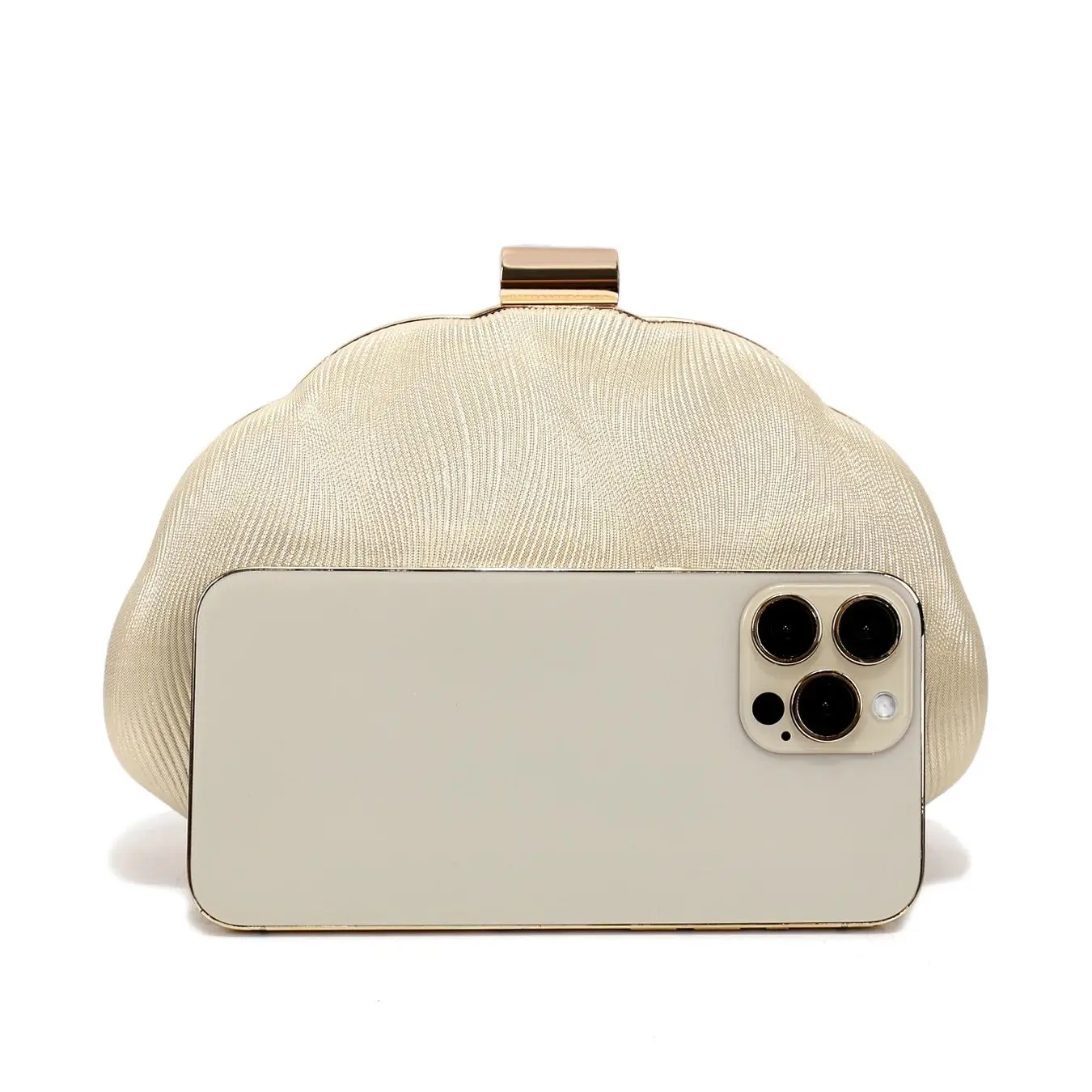 Glittering Metal Women Evening Clutch Bags with Shell Design