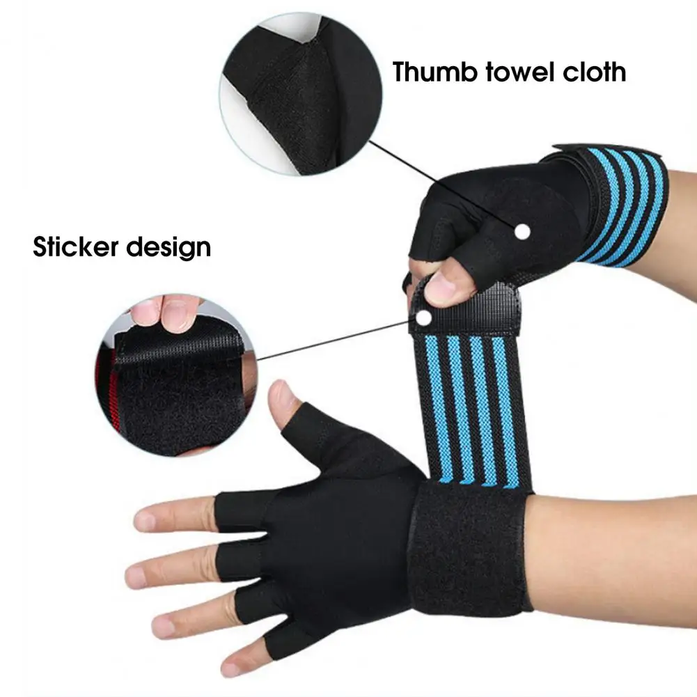 Fitness Gloves Non-slip Wear-resistant with Wrist Support Gym Half-finger Work Out Gloves 1 Pair For Cycling
