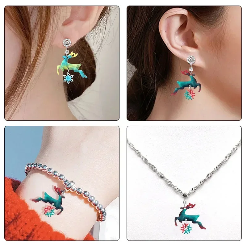 Mini Christmas Accessories Silicone Mold Snowflake Deer Earrings Pendant Drip Resin Molds for Wholesalers