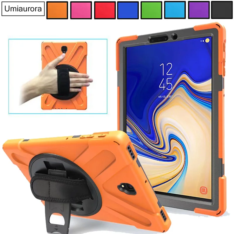para Samsung Galaxy Tab s3 9.7 Sm-t820 T825 s4 10.5 Polegadas Sm-t830 Sm-t835 360 Rotação Hand Strap Case Kickstand Capa à Prova de Choque