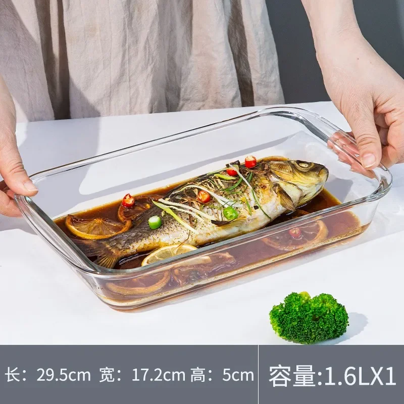 Pyrex Baking Pan Oven Microwave Heating Special Utensils Household Large Dish Steamed Fish Baked Rice Dumpling Dinner Plate Sets
