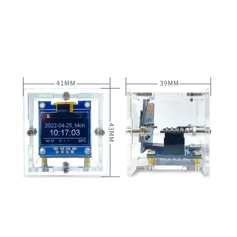 DC5V ESP8266 DIY electronic kit mini clock kit WIFI networked weather forecast OLED display and casing connection DIY welding oled display module