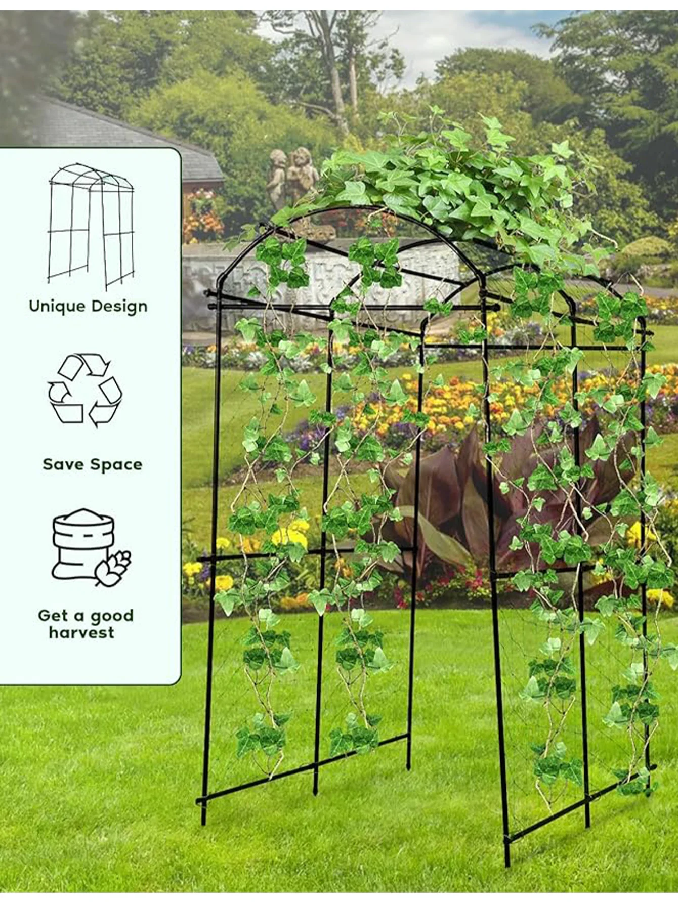Garden Arch Trellis For Climbing Plants, Support For Flower Vegetable Pea Fruit Vine, Trellis Archway Yard/Garden Outdoor Decora