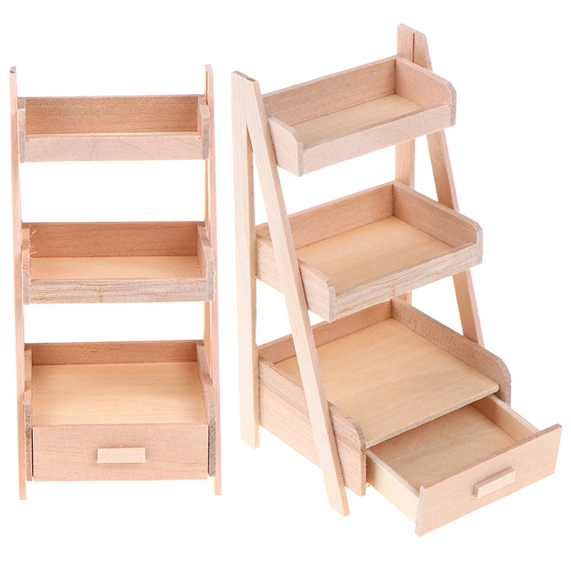 

DIY 1:12 Scale Dollhouse Wood Shelf Flower Stand Mini Doll House Handmade Furniture Model Toys