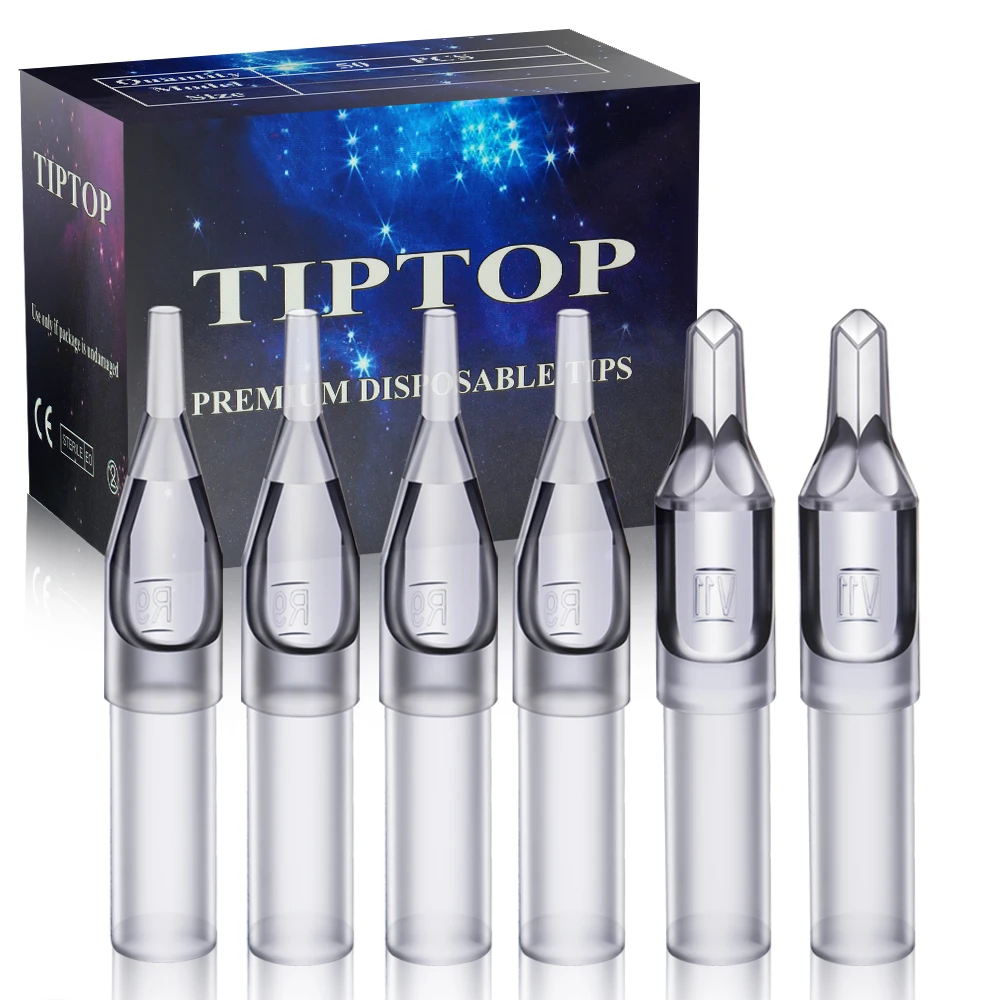 100/50PCS Grey Tattoo Nozzle Tips Disposable RT DT FT Steriled Assorted Tip Plastic Tatoo Tube Tip for Tattoo Needle Accessories