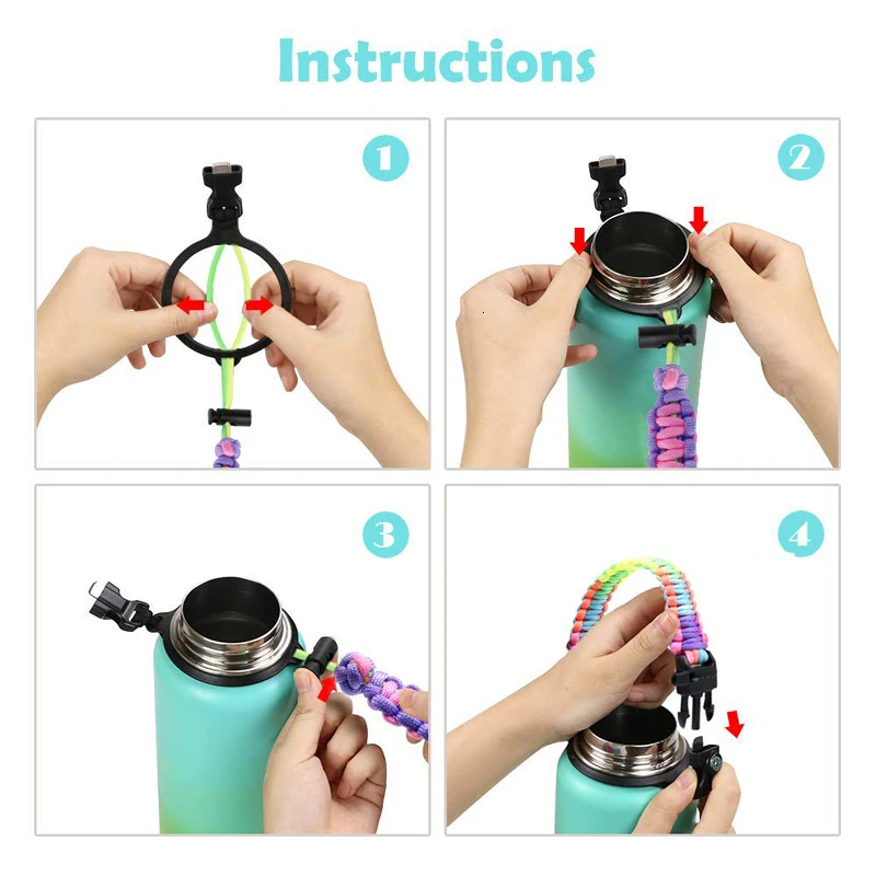 Water Bottle Shoulder Strap Paracord Handle with Shoulder Strap for Hydro  Flask and Other Wide Mouth Bottles for 12oz to 64oz - AliExpress