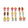 1Pair Stainless Steel Cute Ear Post Stud Earrings Enamel Daisy Ladybug Butterfly Paw Red Lip Star Earring Girl Jewelry 2