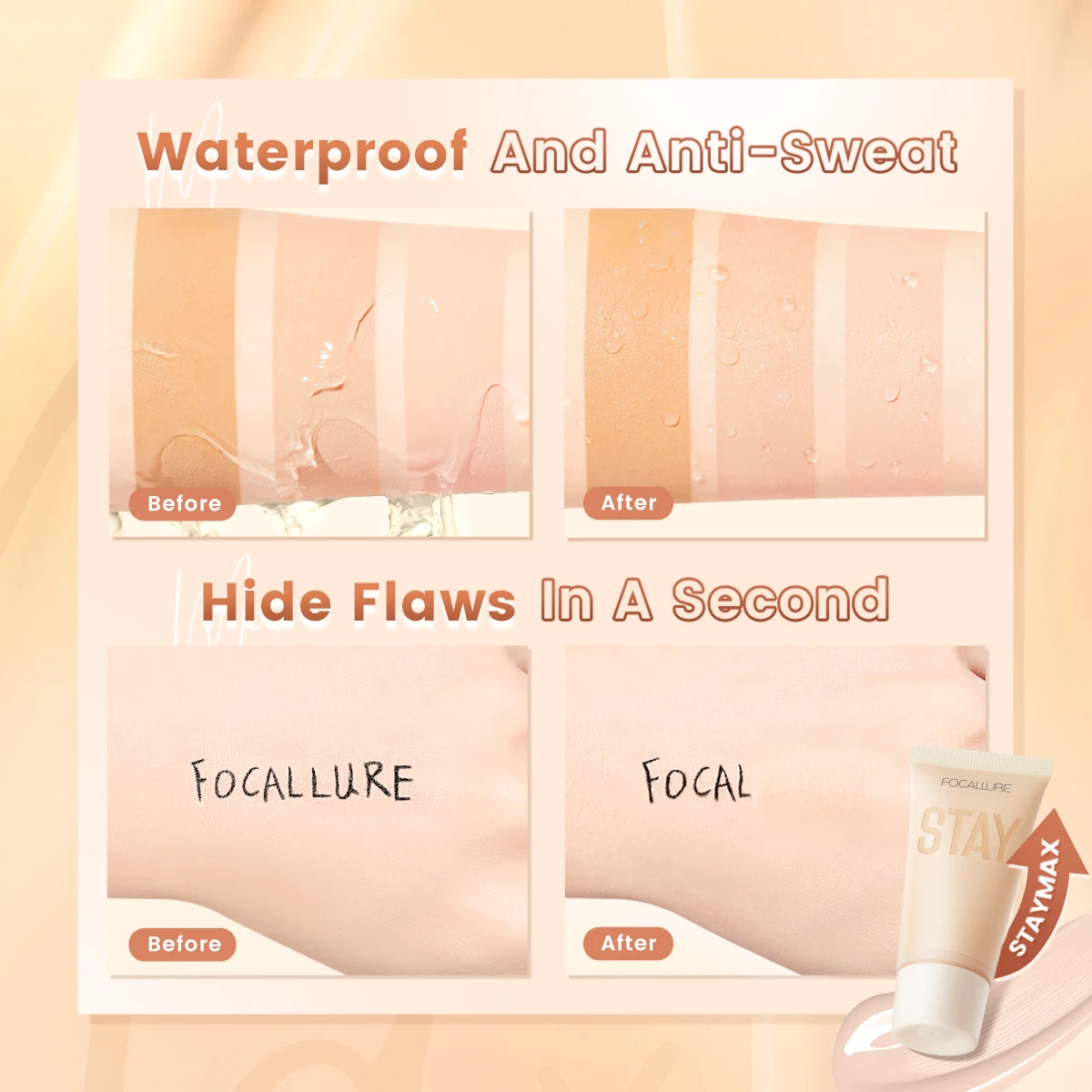 FOCALLURE Waterproof Liquid Foundation Cream Full Coverage Oil-control Long-lasting Lightweight Face Concealer Base Cosmetics liquid foundation,waterproof foundation,makeup cosmetics,makeup cream