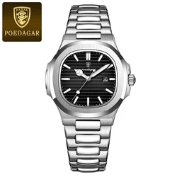 Elegant Women's Luxury Square Watch - Waterproof Luminous Design in Stainless Steel (789 Silver Black)