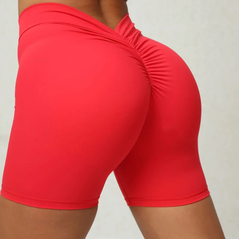 

Yoga Shorts Women Deep V Butt Sexy Yoga Shorts Pleated Stretchy Fitness Short Leggings Sports New Casual Yoga Shorts