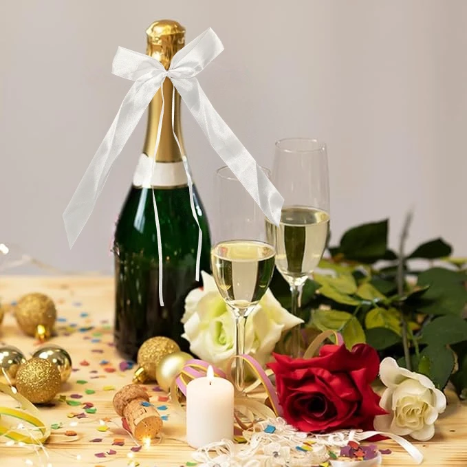 100/50Pcs White Wedding Car Ribbon Bows Gift Wrap Craft Birthday Party Supplies DIY Decoration Christmas Home Decor