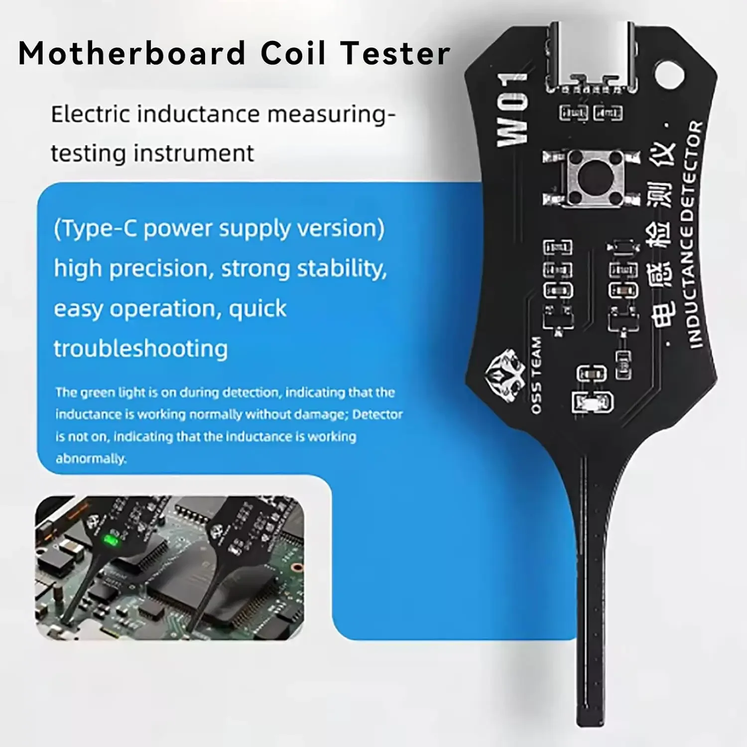 USB C Inductance Tester Motherboard Coil Inductance Detector Tool Electromagnetic Induction Troubleshooting For Repairs Type C