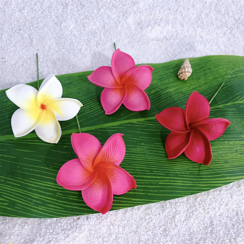 Bunte Hawaii-Haarspangen Mit Plumeria-Blüten, 7 Cm, 10 Stück - Für Strandparty & Hochzeit