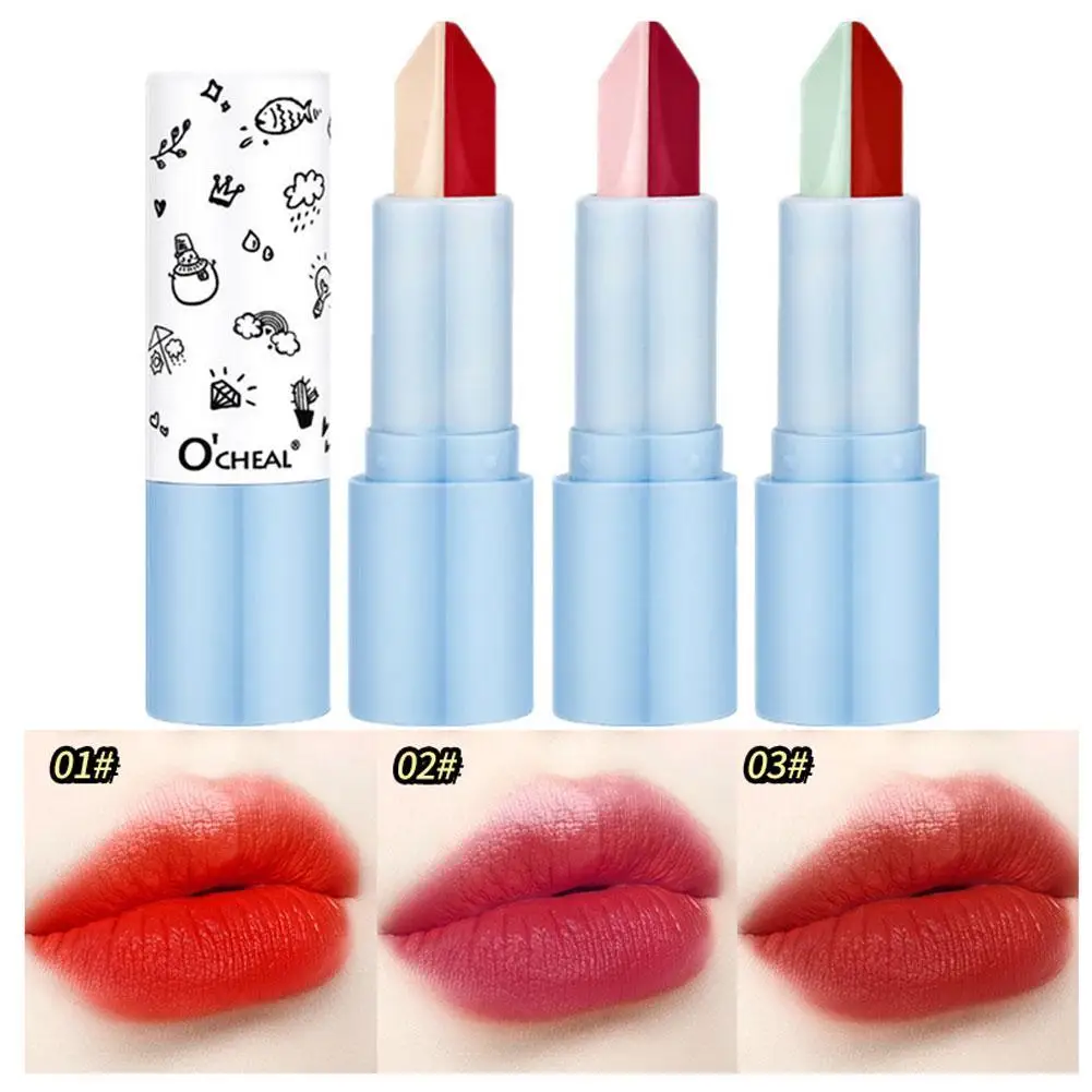 

Color Changing Two-tone Lipstick Shimmer Moisturizing Non Stick Cup Lip Gloss Waterproof Lip Balm Longlasting Lip Tint Cosmetics