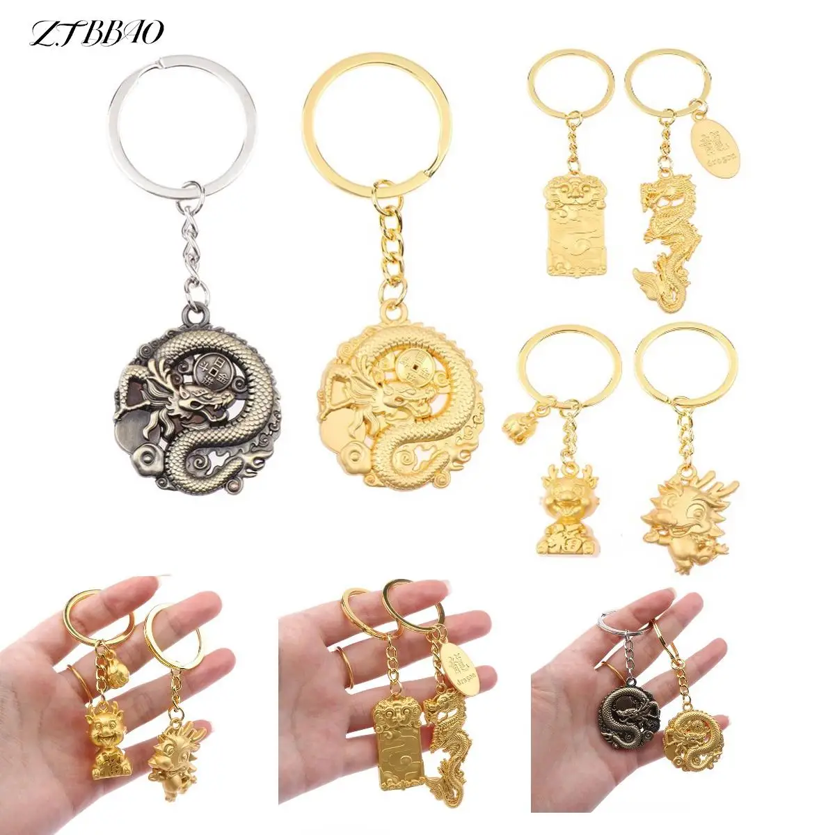 

2024 Year Of The Dragon Cartoon Dragon Lucky Key Chain For Men Women For New Year bag Gifts Cute Key Ring Jewelry Gift 6Styles