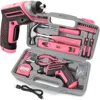 35pc Pink tool kit with 3.6V USB Electric Screwdriver and drill set. Complete women tool set pelican case toolbox 1
